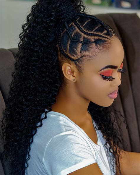 black ponytail hairstyles with braids